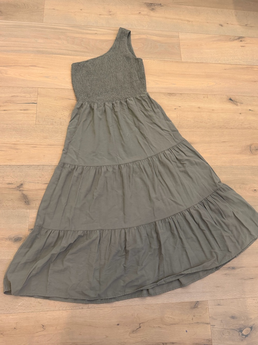 Boho One-Shoulder Dress - Olive